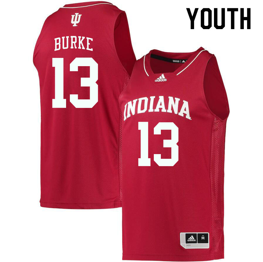 Youth #13 Shaan Burke Indiana Hoosiers College Basketball Jerseys Stitched Sale-Crimson